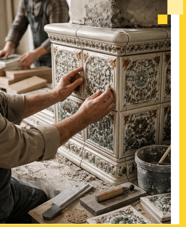 Изразцовые камины под ключ в Хабаровске: проект и монтаж