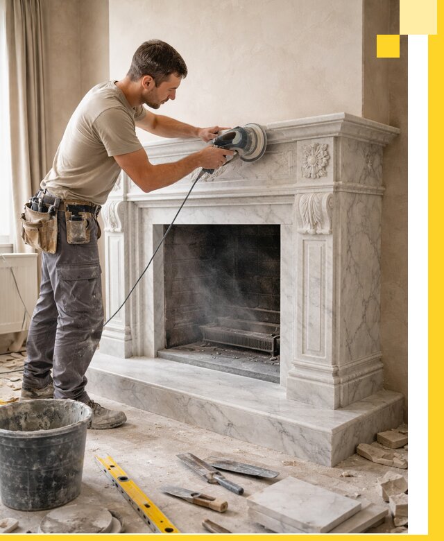 Изготовление и установка мраморных каминов в Хабаровске под ключ