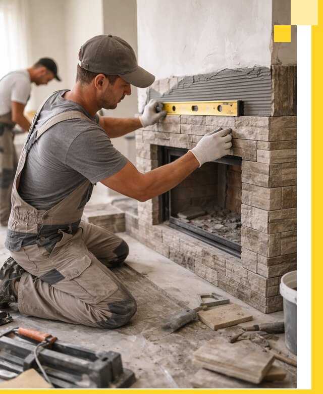 Облицовка каминов в Хабаровске, монтаж и отделка натуральным камнем