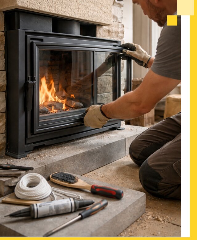 Производство, монтаж и доставка каминов со стеклом в Хабаровске