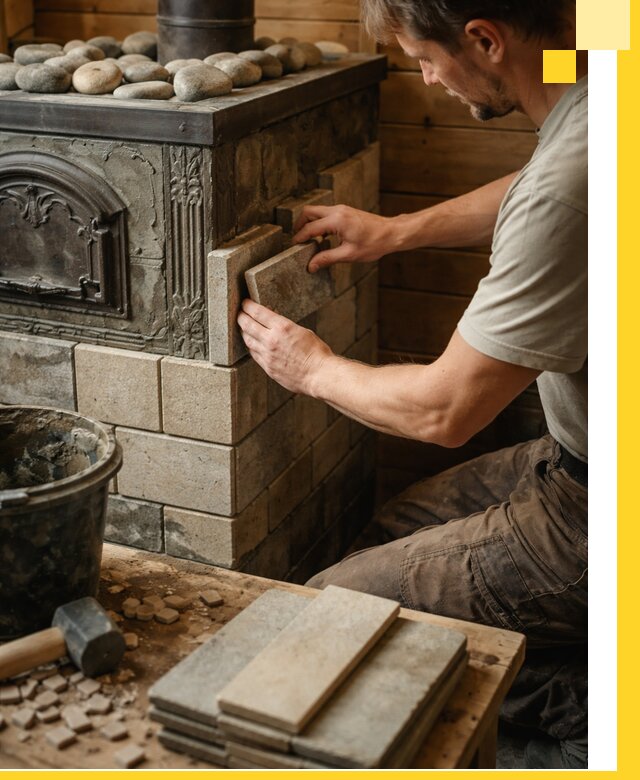 Облицовка банных печей в Хабаровске профессиональная отделка