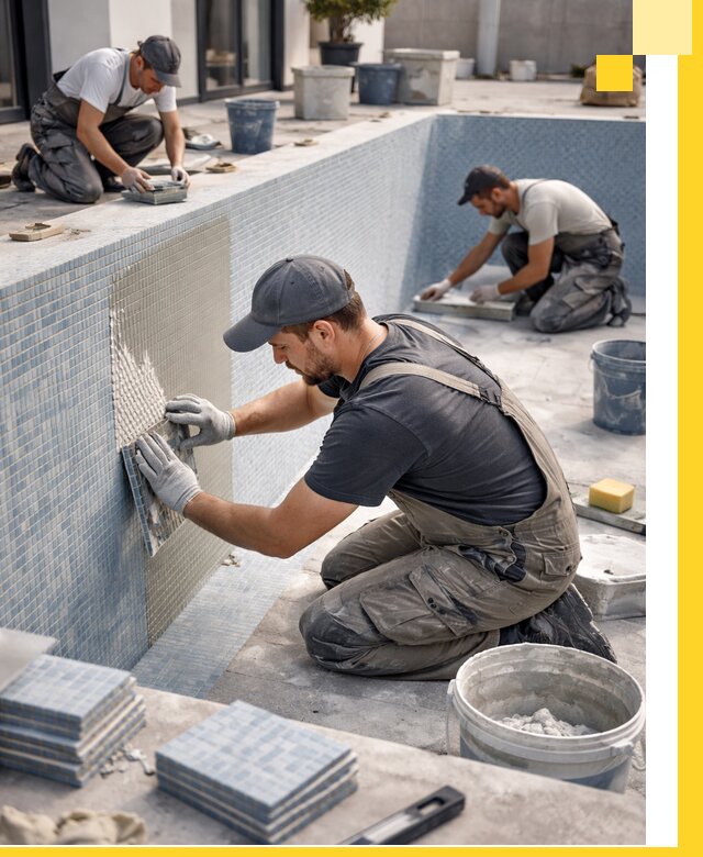 Облицовка бассейнов в Хабаровске плитка мозаика гидроизоляция