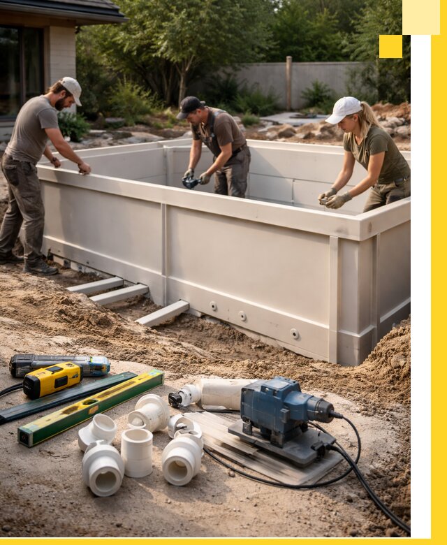 Установка полипропиленовых бассейнов под ключ в Хабаровске