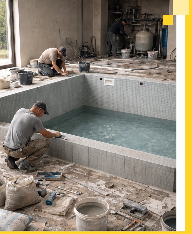 Строительство и монтаж бассейнов в помещении в Хабаровске