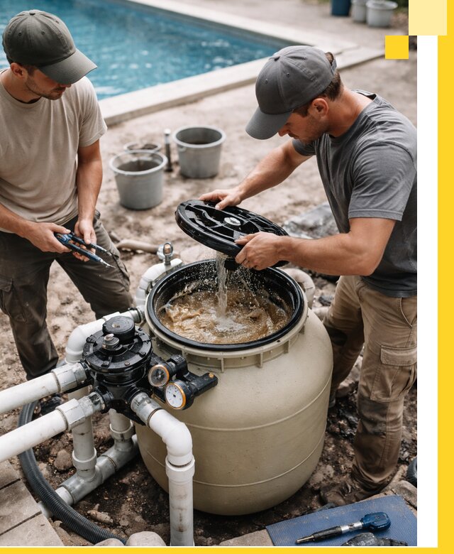 Установка и обслуживание песочных фильтров для бассейнов в Хабаровске