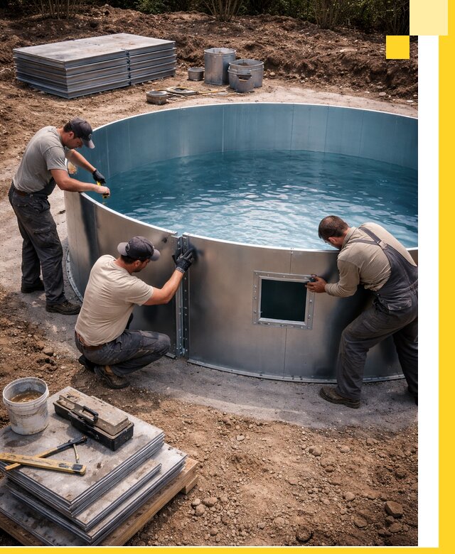 Круглые бассейны под ключ в Хабаровске проектирование и монтаж