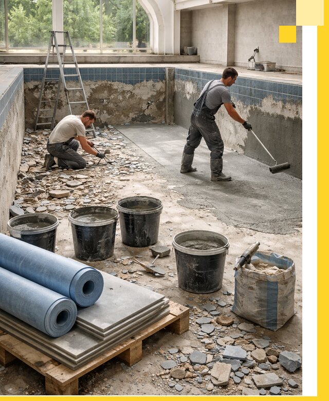 Реконструкция бассейнов в Хабаровске: ремонт, гидроизоляция