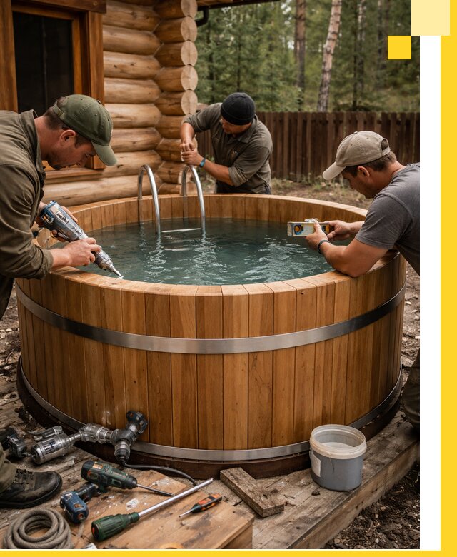 Строительство бань с купелью под ключ и отделкой в Хабаровске