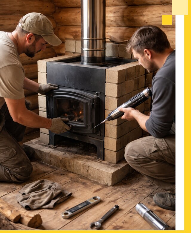 Монтаж и установка печи в бане под ключ с гарантией в Хабаровске