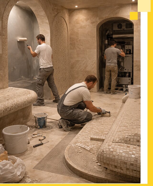 Строительство бани с хамамом и бассейном под ключ в Хабаровске