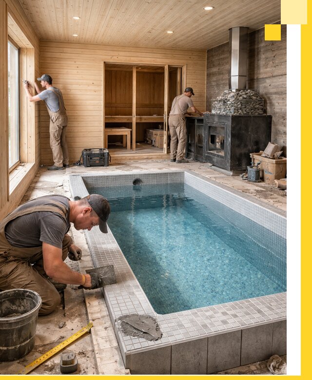 Проект бани с бассейном и сауной в Хабаровске под ключ