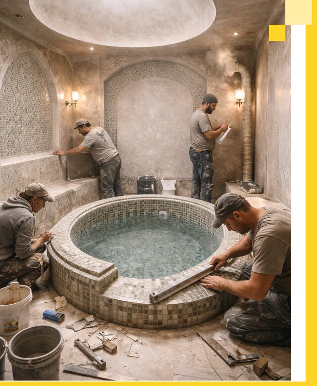 Профессиональное строительство хамама с бассейном в Хабаровске под ключ
