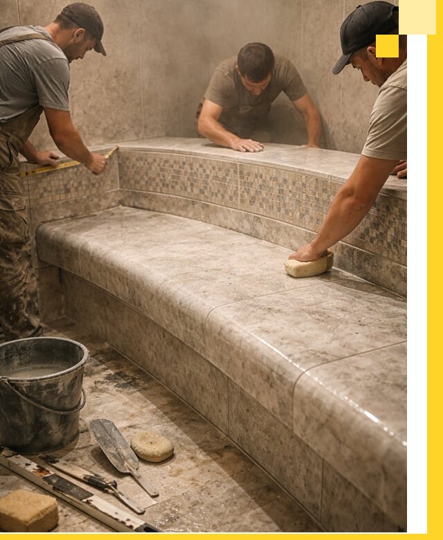 Изготовление и установка сидений для хамама в Хабаровске