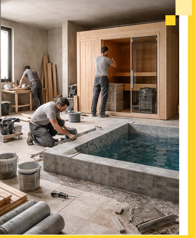 SPA зоны под ключ с бассейном сауной и печью в Хабаровске